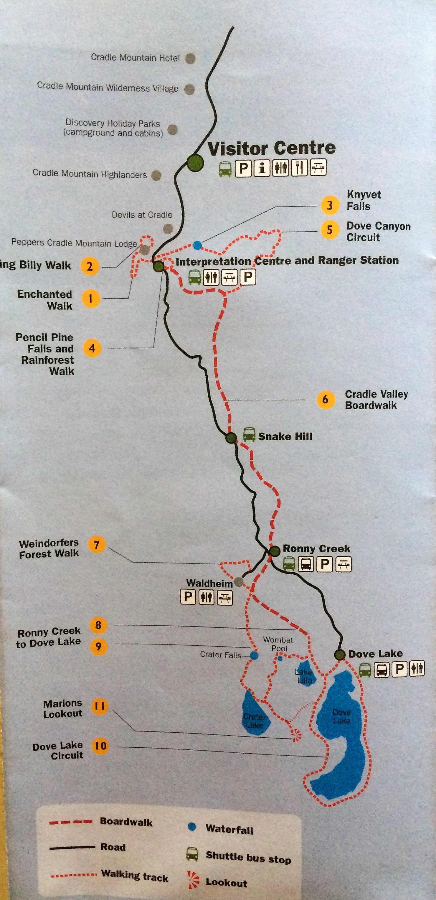 Carte du parc des Cradle Mountains